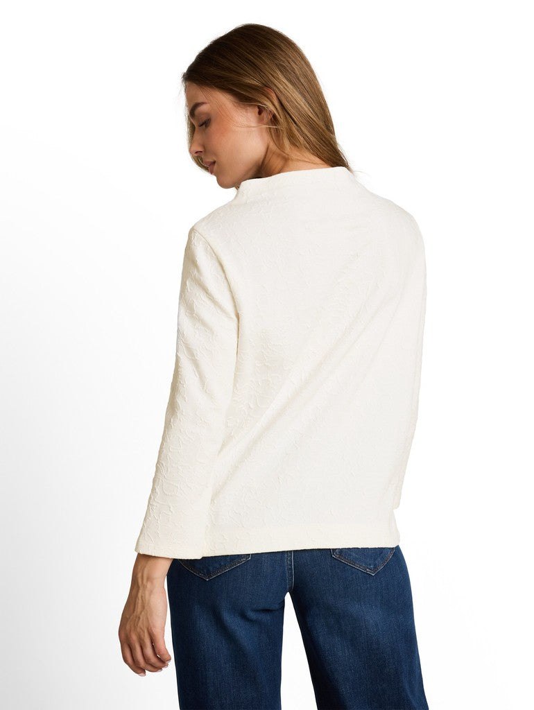 1052932 TOM TAILOR wmn - Jacquard Sweatshirt mit Blumenmuster 10315 whisper white