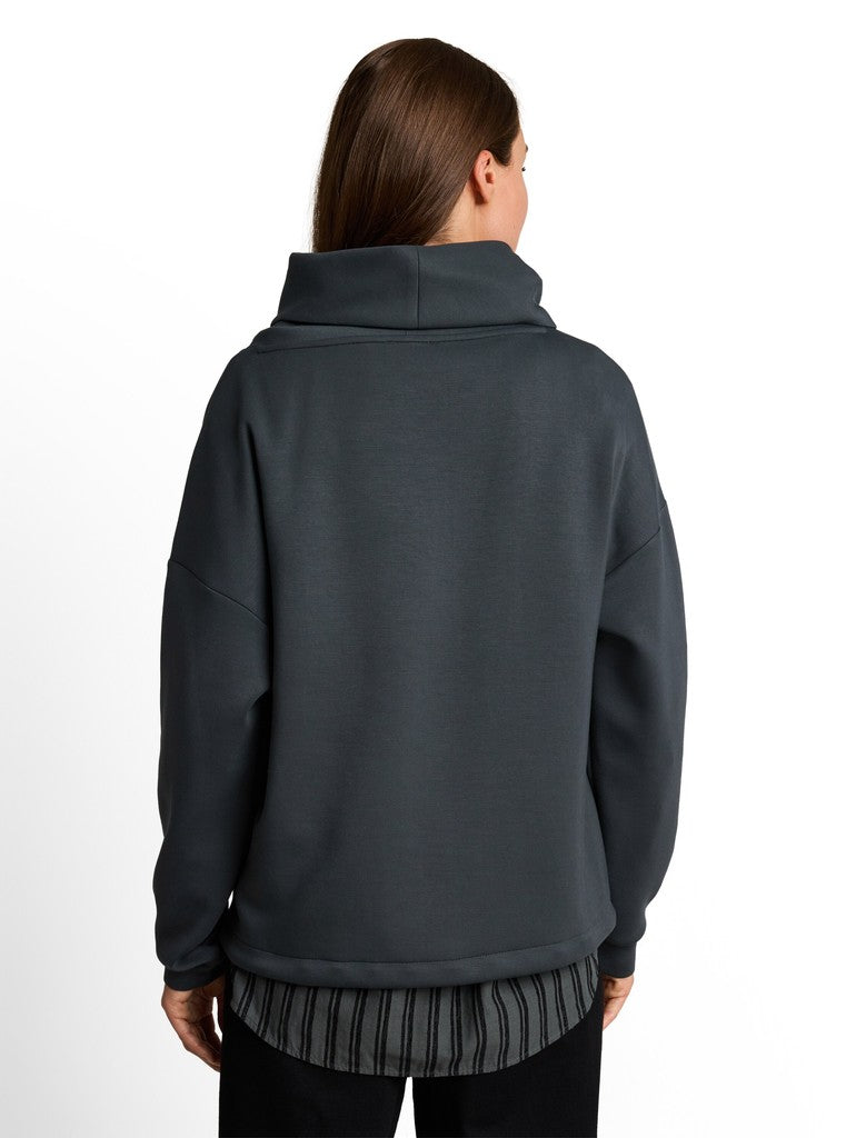 1052935 TOM TAILOR wmn - Scuba Sweatshirt mit Wasserfallkragen 14406 darkest olive