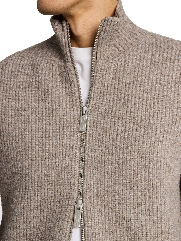 1053107 TOM TAILOR men - Strickjacke mit Wollanteil 10368 driftwood taupe melangé