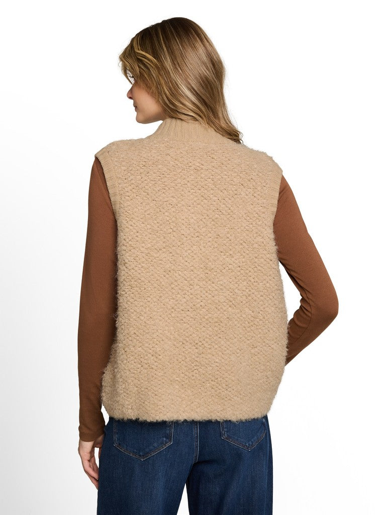 1052800 TOM TAILOR wmn - Bouclé Pullunder mit Reißverschluss 40523 gravel beige melange
