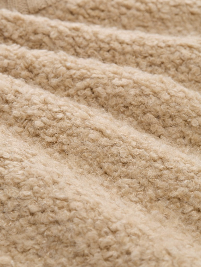 1052801 TOM TAILOR wmn - Loose Fit Bouclé Cardigan 40523 gravel beige melange