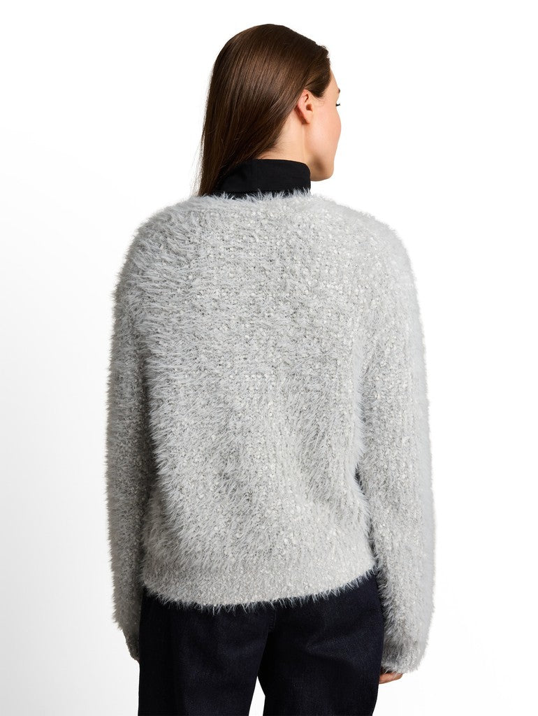 1053399 TOM TAILOR wmn - Loose Fit Strickpullover mit V-Neck 41113 light grey knit structure