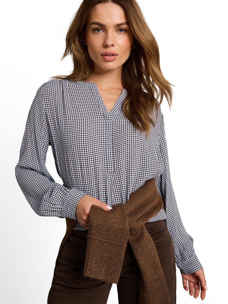 1052108 TOM TAILOR wmn - Viskose-Bluse 40770 small blue brown dot print