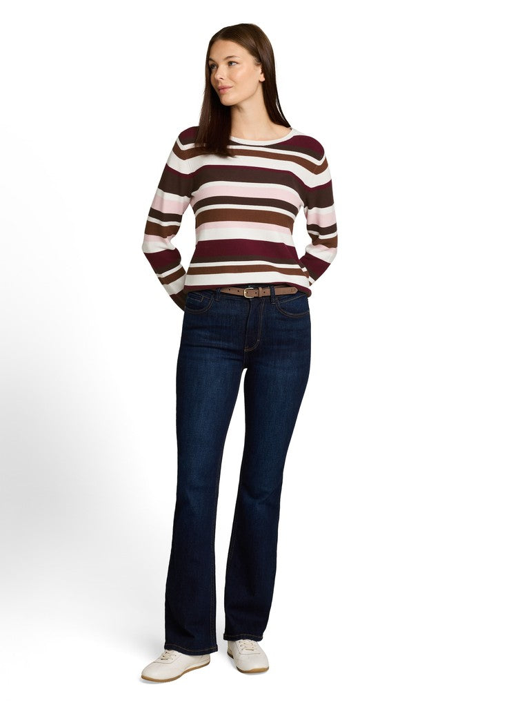 1052023 TOM TAILOR wmn - Strickpullover aus Baumwolle 41158 camel brown red stripe