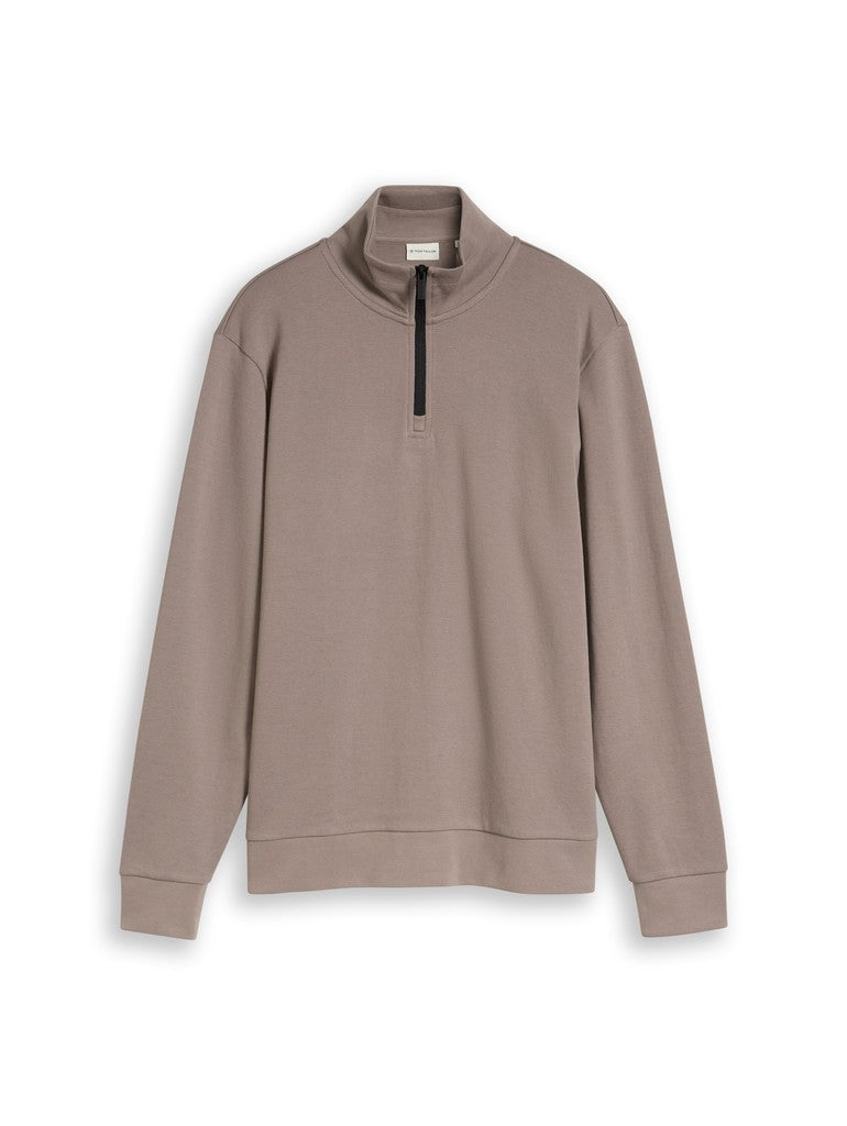 1052665 TOM TAILOR men - Troyer Sweatshirt 10359 Driftwood Taupe