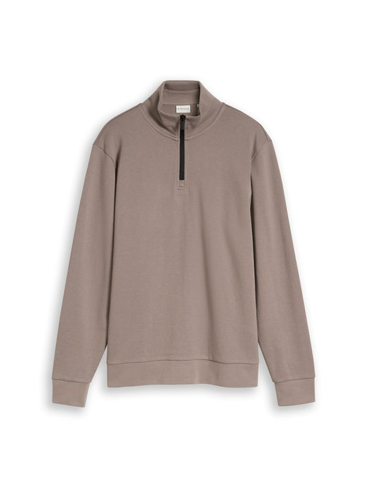 1052665 TOM TAILOR men - Troyer Sweatshirt 10359 Driftwood Taupe