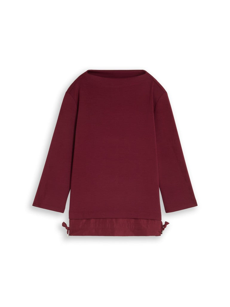 1052880 TOM TAILOR wmn - Scuba Langarmshirt 10342 preppy plum