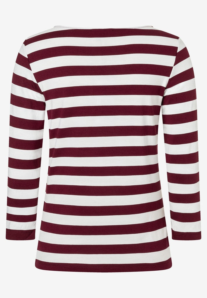 61920007 MORE&MORE - Striped Shirt 3/4 Sleeve 2561 pomegranate red offwhite