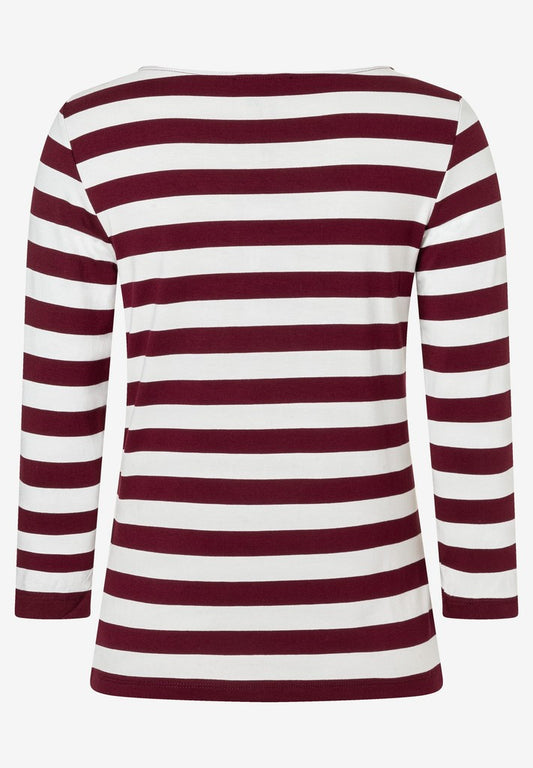 61920007 MORE&MORE - Striped Shirt 3/4 Sleeve 2561 pomegranate red offwhite