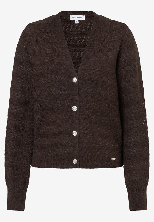 61921482 MORE&MORE - Ajour Cardigan 0279 espresso brown