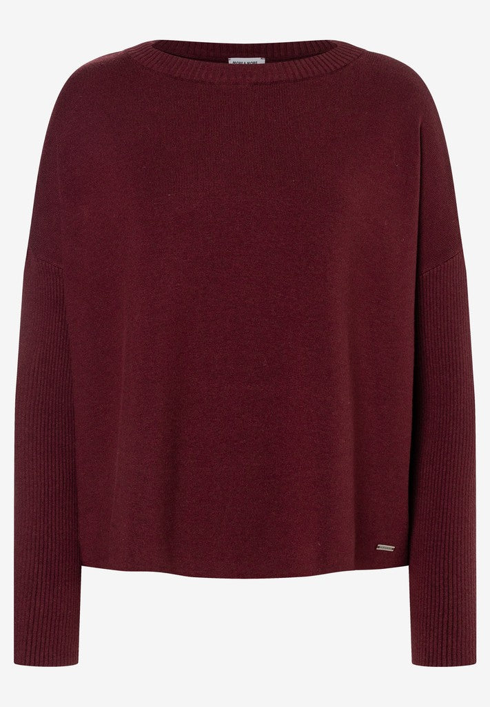 61921492 MORE&MORE - Pullover with Rip-Sleeves 0561 pomegranate red