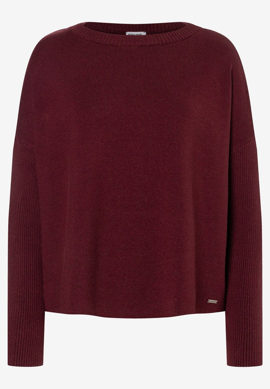 61921492 MORE&MORE - Pullover with Rip-Sleeves 0561 pomegranate red