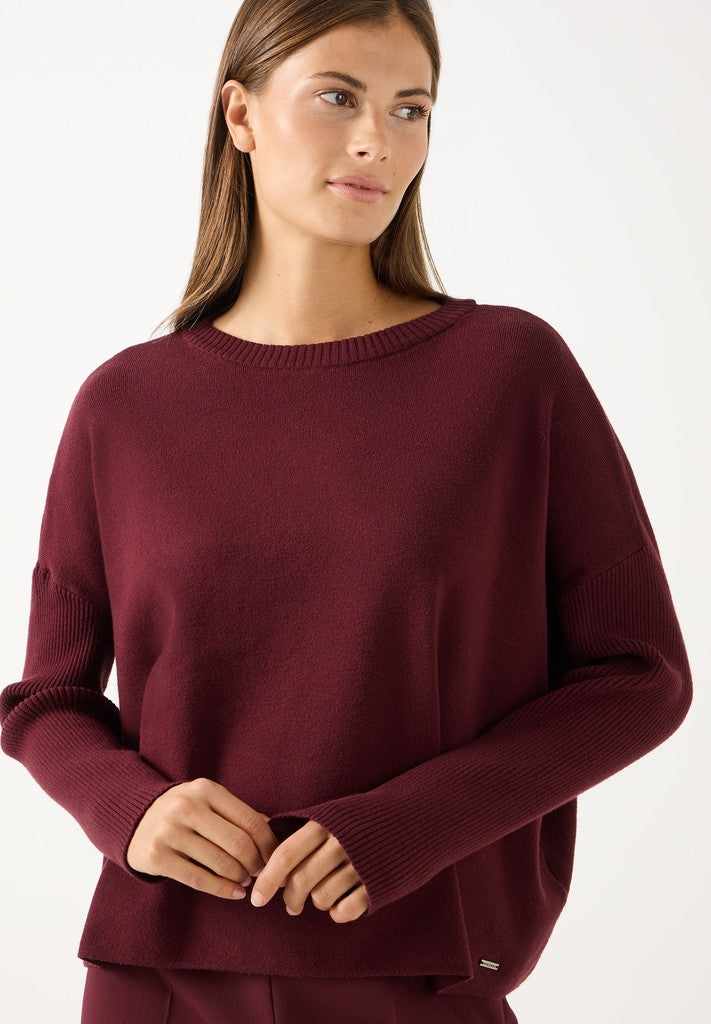 61921492 MORE&MORE - Pullover with Rip-Sleeves 0561 pomegranate red