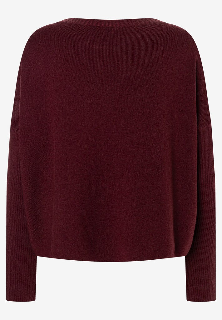 61921492 MORE&MORE - Pullover with Rip-Sleeves 0561 pomegranate red