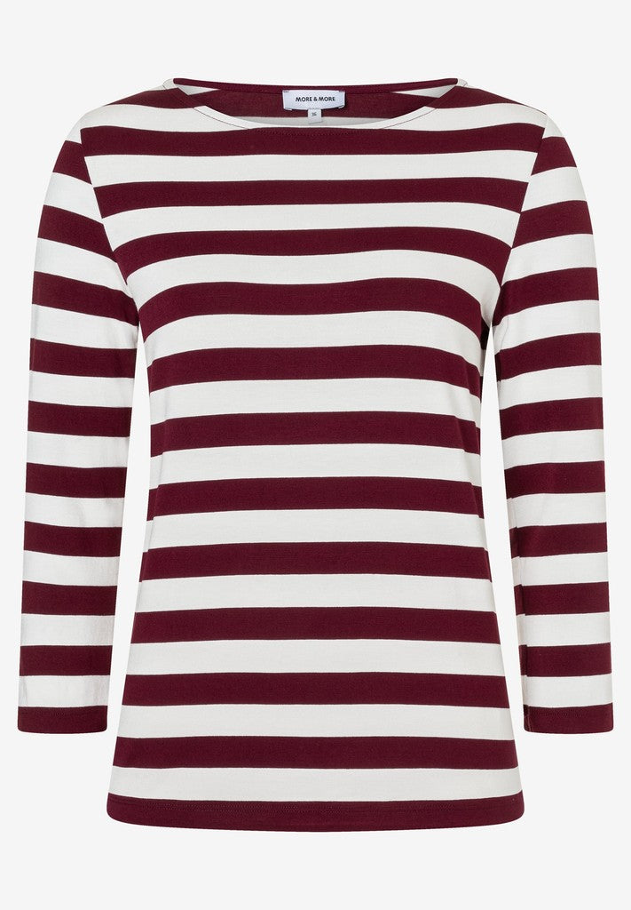 61920007 MORE&MORE - Striped Shirt 3/4 Sleeve 2561 pomegranate red offwhite