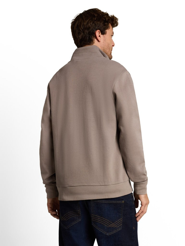 1052665 TOM TAILOR men - Troyer Sweatshirt 10359 Driftwood Taupe