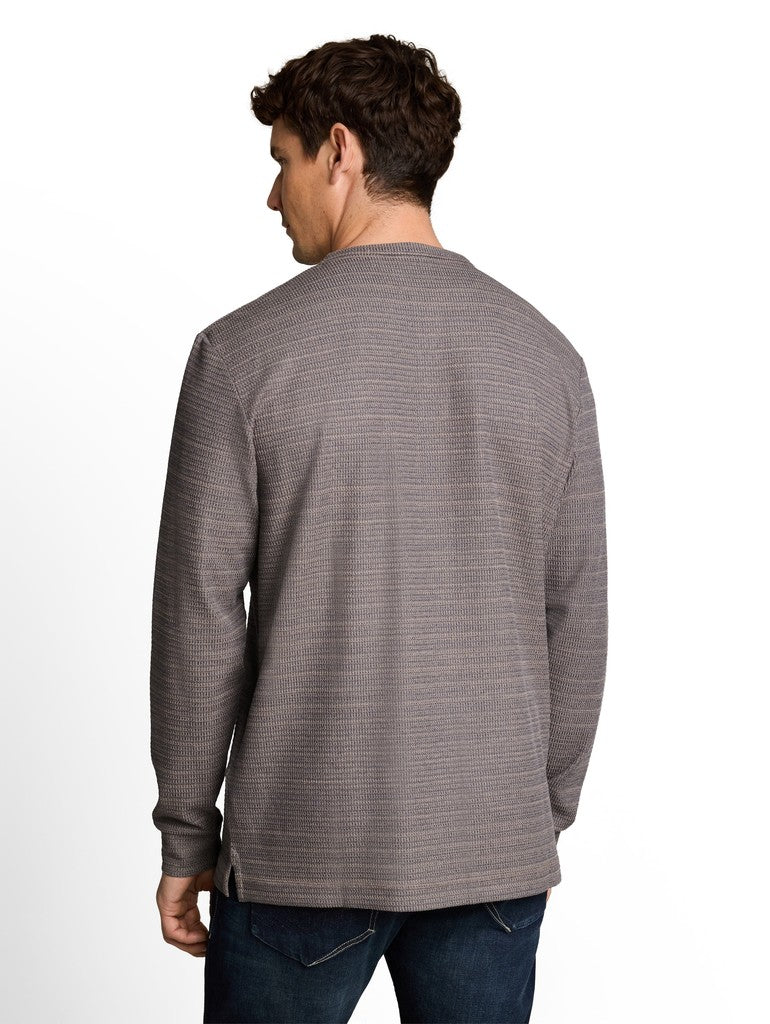 1052717 TOM TAILOR men - Henley Langarmshirt in Melange-Optik 40938 blue mint inject structure