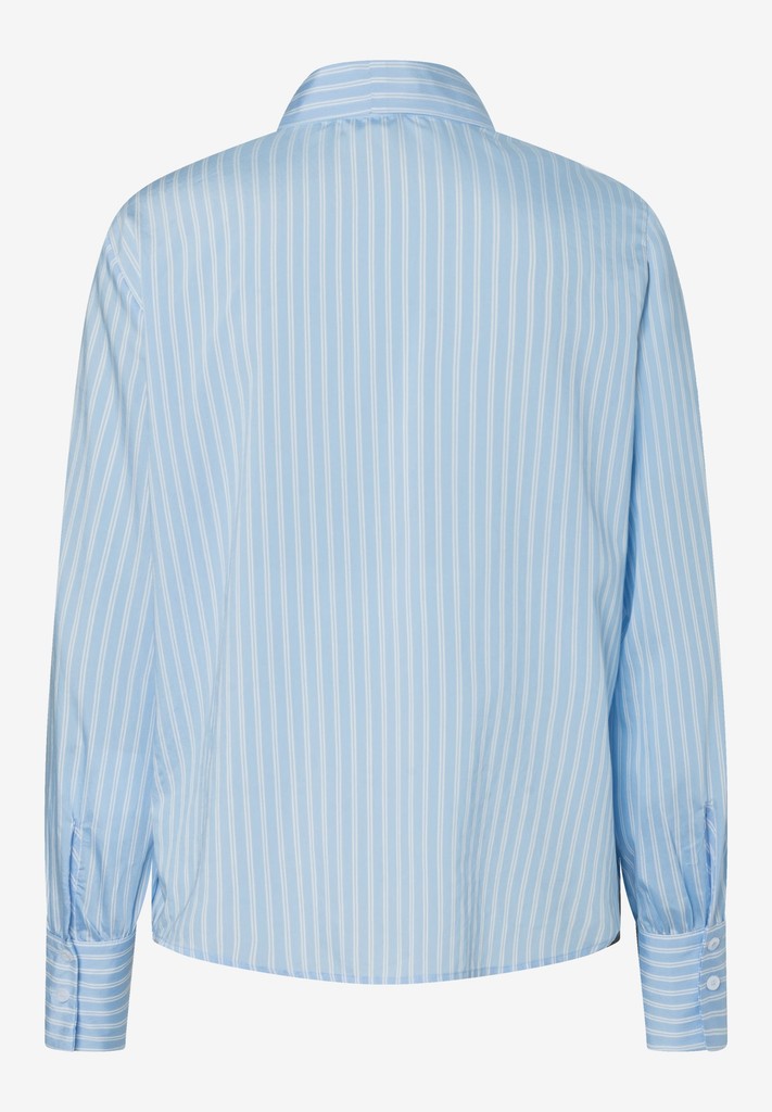 61092008 MORE&MORE - Striped Pussycat Bow Blouse 2319 fresh skyblue white woven stripes