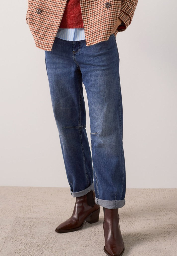 61094203 MORE&MORE - Blue Denim Barrel Leg Jeans 0962 middle blue denim