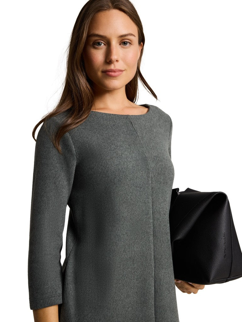 1053000 TOM TAILOR wmn - Cosy Kleid in Melange-Optik 40729 dark olive melange