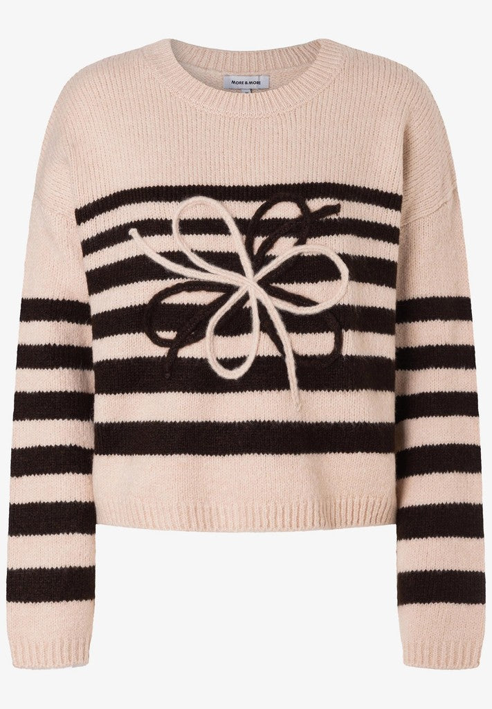 61091002 MORE&MORE - Striped Pullover with Artwork 2031 stripes espresso brown powder
