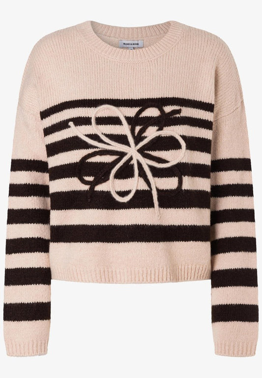 61091002 MORE&MORE - Striped Pullover with Artwork 2031 stripes espresso brown powder