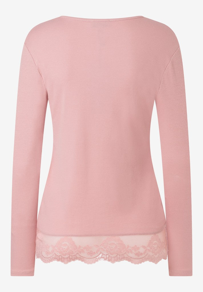61090082 MORE&MORE - Longsleeve with Lace at Seam 0858 mellow rose