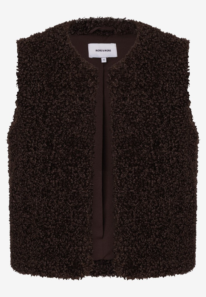61096011 MORE&MORE - Teddy Fur Vest 0279 espresso brown