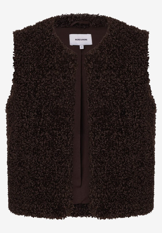61096011 MORE&MORE - Teddy Fur Vest 0279 espresso brown