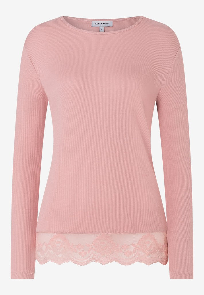 61090082 MORE&MORE - Longsleeve with Lace at Seam 0858 mellow rose