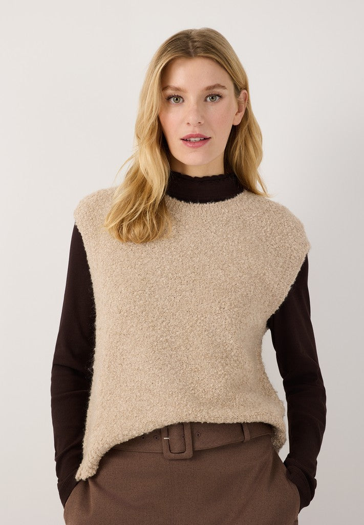61931488 MORE&MORE - Bouclé Melange Pullunder 0218 almond melange