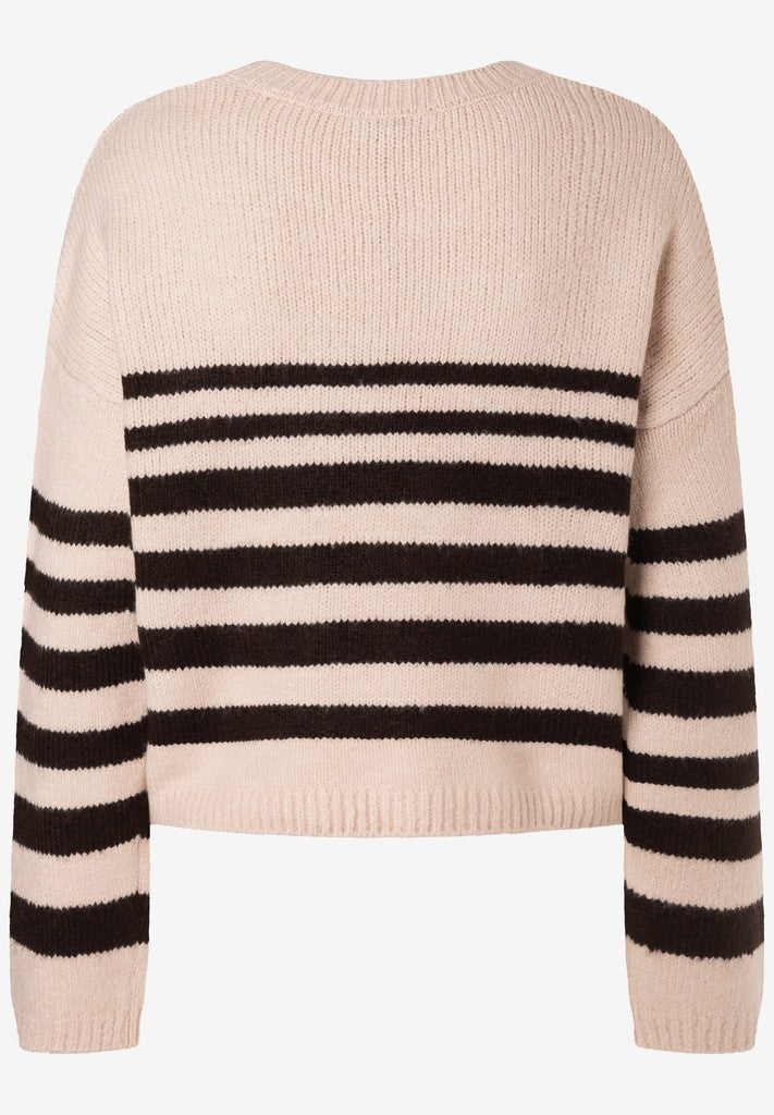 61091002 MORE&MORE - Striped Pullover with Artwork 2031 stripes espresso brown powder