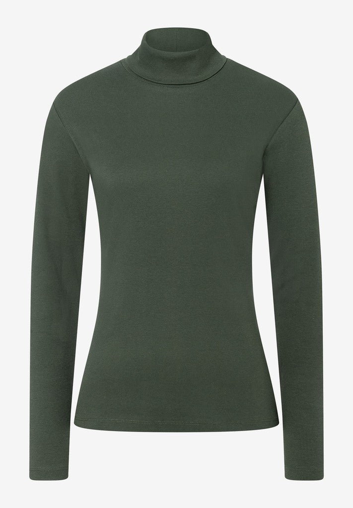61100060 MORE&MORE - Rollneck Shirt in Rip Jersey 0689 forest green