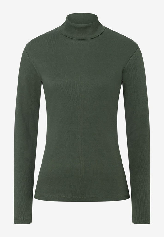 61100060 MORE&MORE - Rollneck Shirt in Rip Jersey 0689 forest green