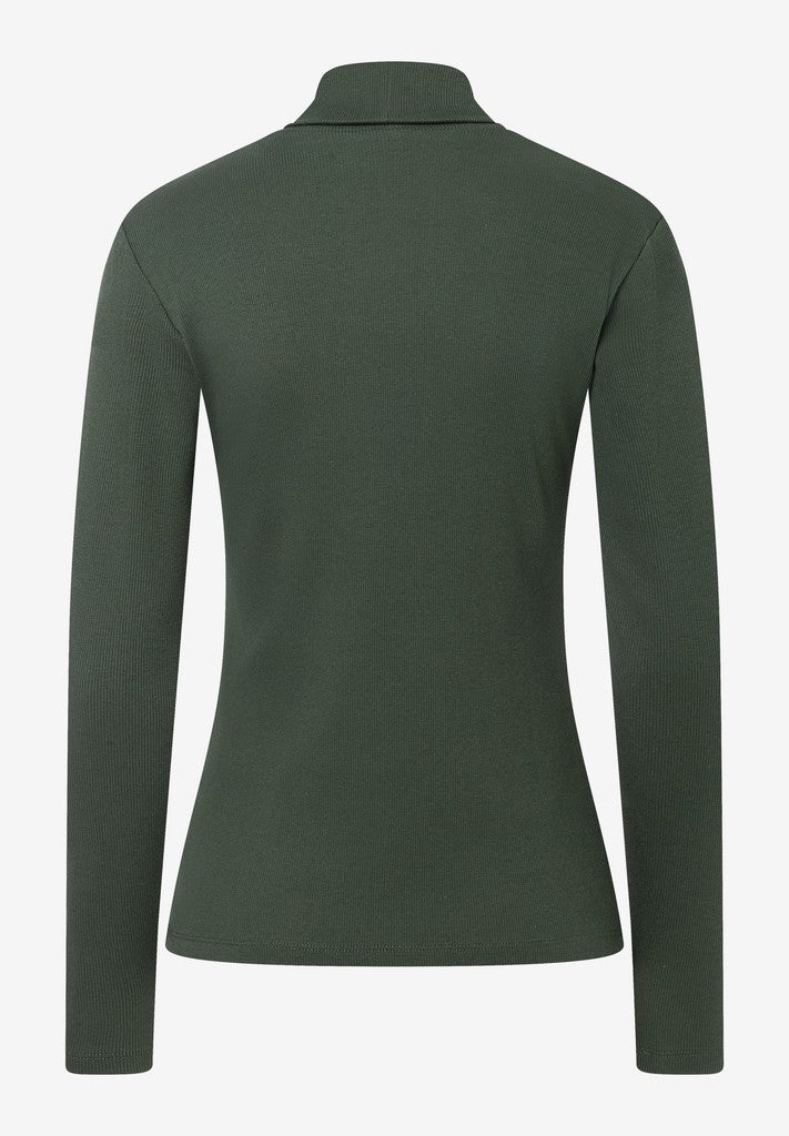 61100060 MORE&MORE - Rollneck Shirt in Rip Jersey 0689 forest green