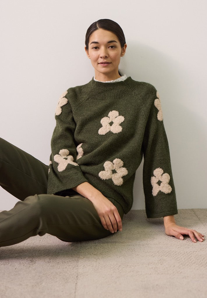 61101054 MORE&MORE - Pullover with Flowers 2689 flower intarsia knit