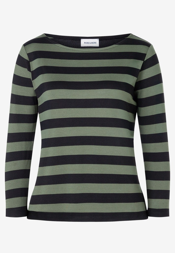 61100059 MORE&MORE - Striped Shirt 2689 forest green black