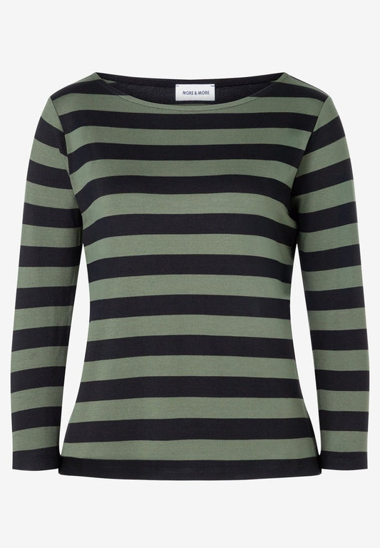 61100059 MORE&MORE - Striped Shirt 2689 forest green black