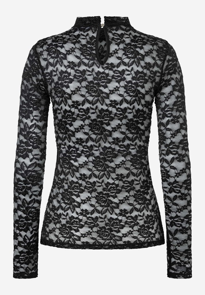 61100061 MORE&MORE - Lace Allover Shirt 0790 black