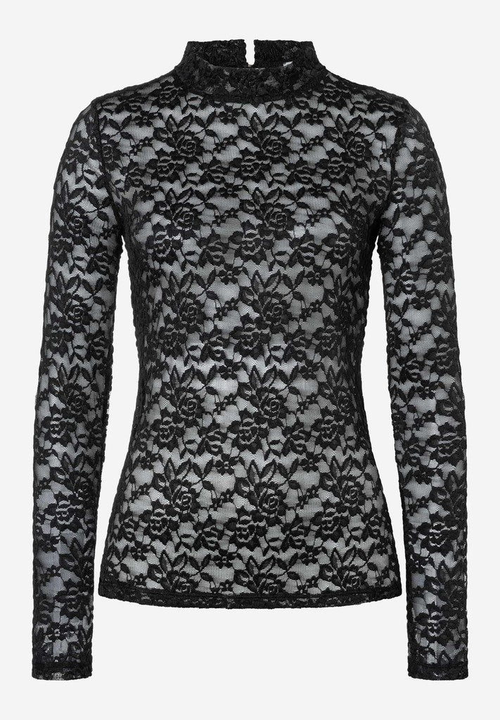 61100061 MORE&MORE - Lace Allover Shirt 0790 black