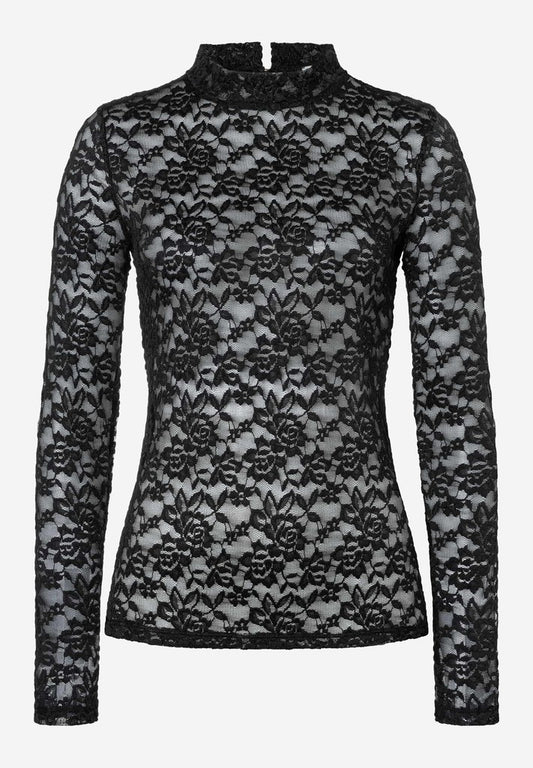 61100061 MORE&MORE - Lace Allover Shirt 0790 black