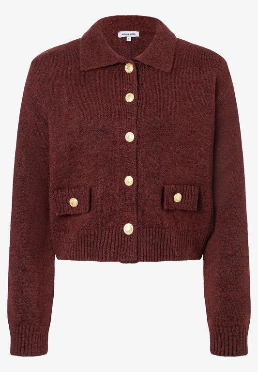 51101250 MORE&MORE - Cardigan with Buttons 0284 raisin brown