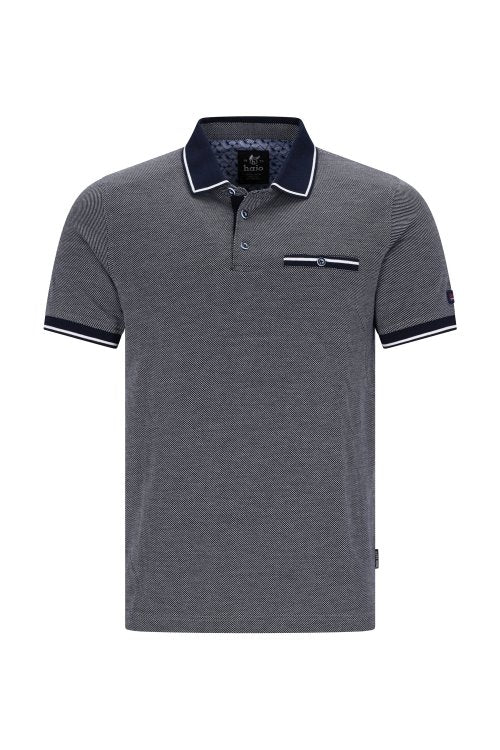 27927 HAJO Diagonal-Jacquard Poloshirt 609 marine