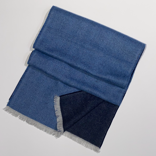 02116-0075 MONTI Herren Schal 30 x 180cm Doubleface 1000 blue uni