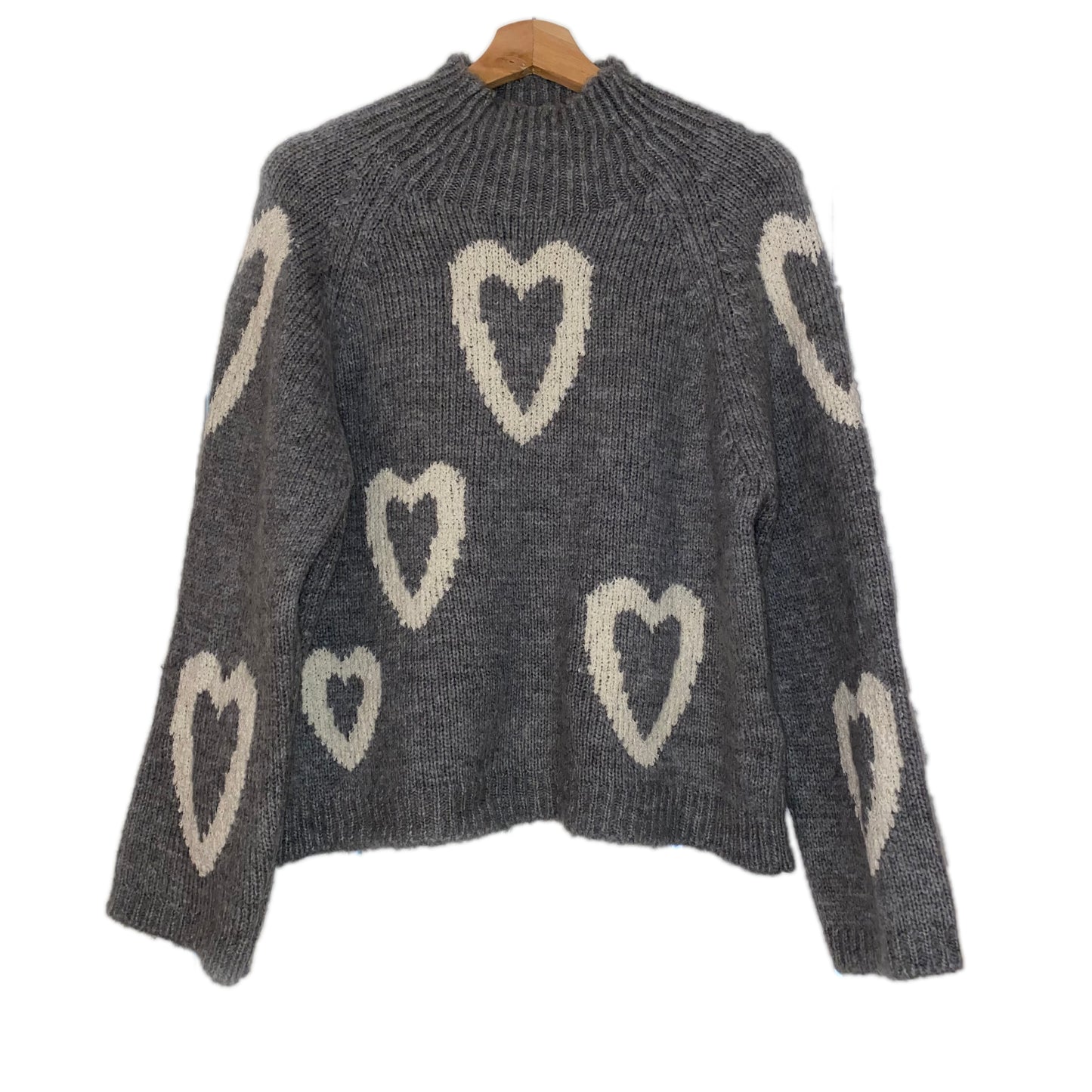 51641081 MORE&MORE - Pullover with Hearts 0740 warm grey melange