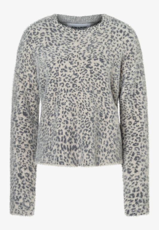 51641092 MORE&MORE - Boxy Pullover with Leo Print 2041 placed stripes