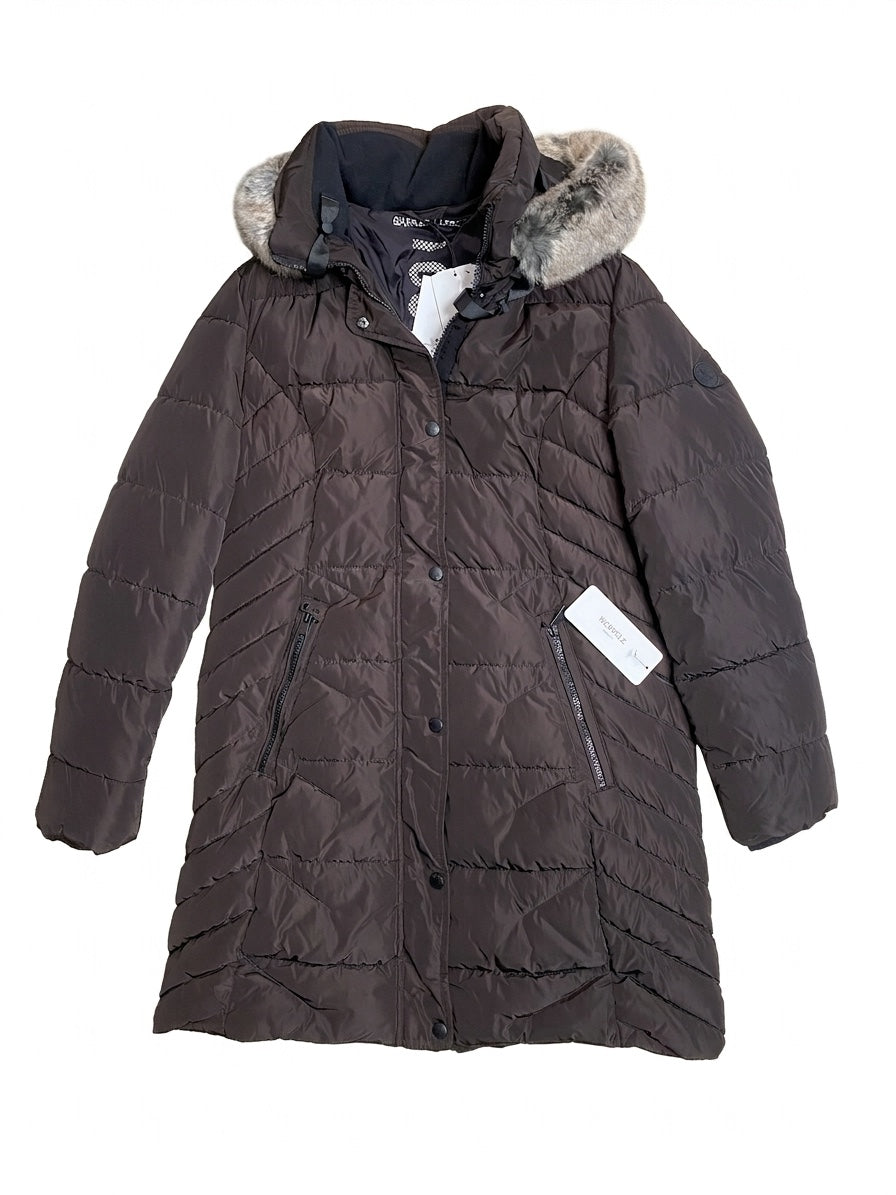 10310062 LEBEK Steppmantel mit Webpelz 396 dark brown