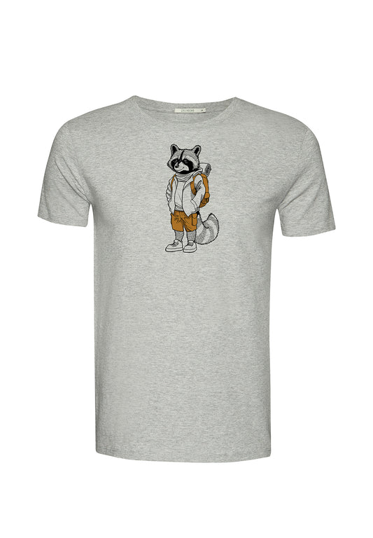 000027_7734 animal raccoon hike (Guide) GREENBOMB men T-Shirt 500 heather grey