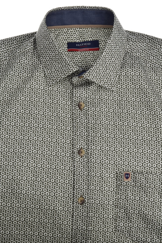 E20020-31102 HATICO - Hemd regular fit 476 oliv
