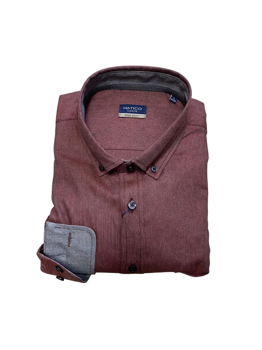 E40001-31201 HATICO- Hemd Regular Fit 330 uni bordeaux